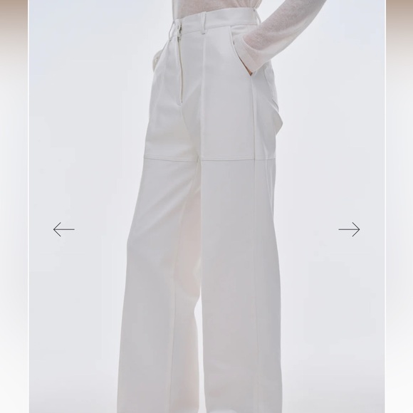 Sourceunknown faux Leather Panelled Trousers, White size M - Picture 4 of 7